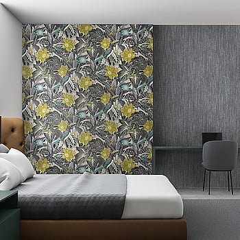 Galerie Wallcoverings Product Code 26745 - Tropical Wallpaper Collection - Blackberry Colours -  