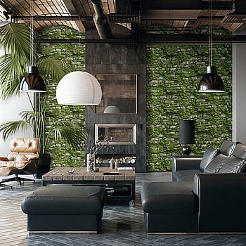 Galerie Wallcoverings Product Code 45731 - Bricks And More Wallpaper Collection - Green Colours -  