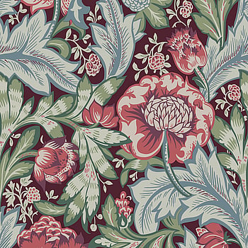 Galerie Wallcoverings Product Code ET12301 - Arts and Crafts Wallpaper Collection - Deep Red Olive Blue Colours -  