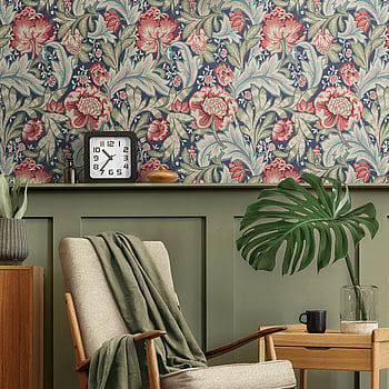 Galerie Wallcoverings Product Code ET12302 - Arts and Crafts Wallpaper Collection - Deep Blue Red Green Colours -  